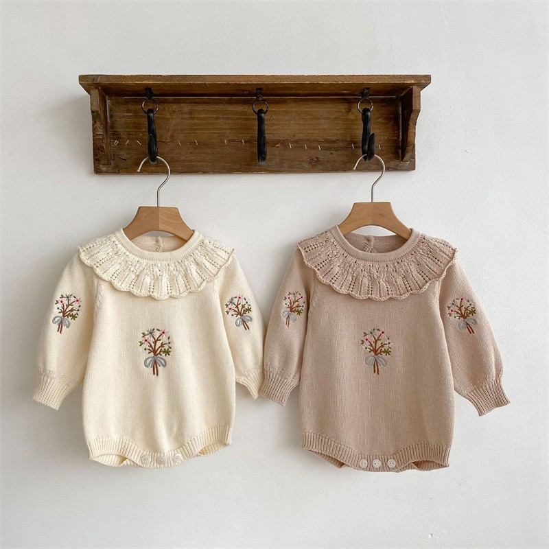 Spring Autumn Newborn Knitting - đánh giá và giá Newborn Baby Girl Romper Floral